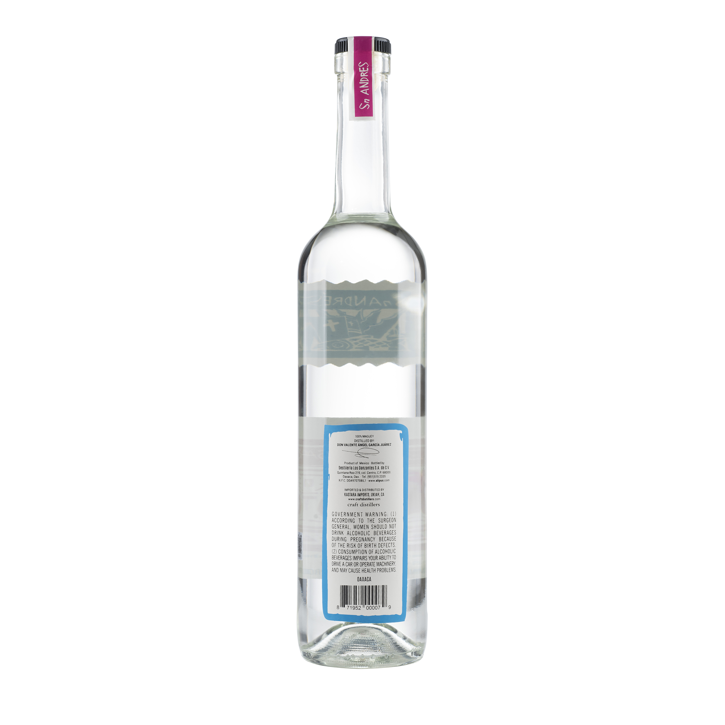 Mezcal Artesanal San Andres NV Bottle Back