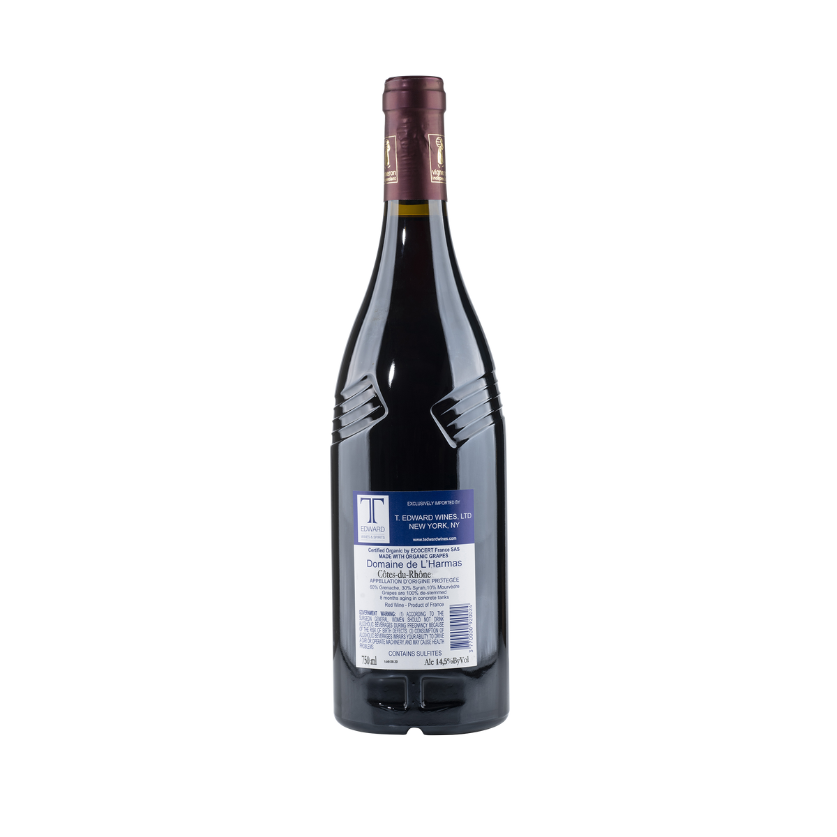 Domaine de L'Harmas Cotes du Rhone 2021 Bottle Back