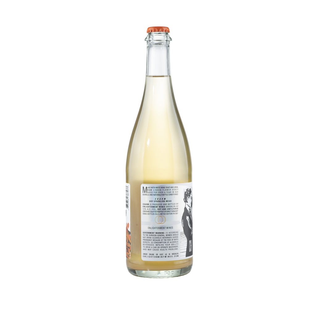 "Charm" Sparkling Summer Flower Honey Wine 2021 Bottle Back