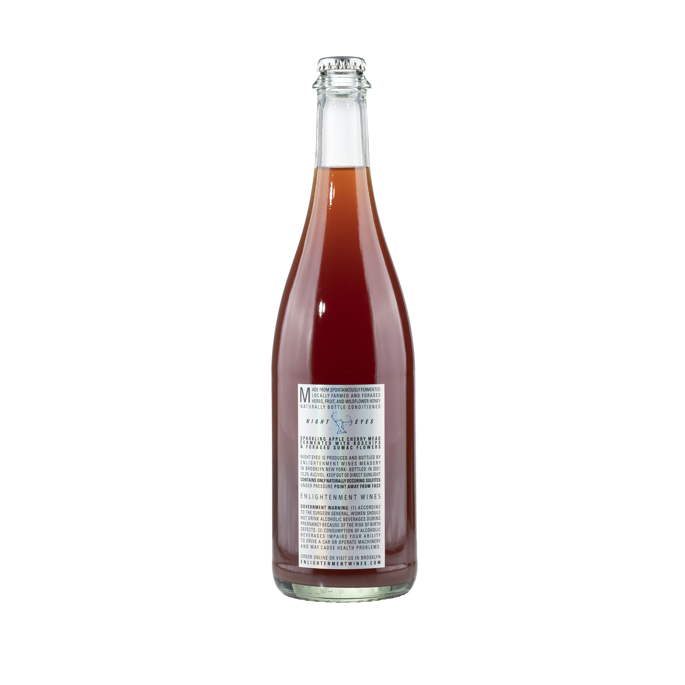 "Night Eyes" Sparkling Botanical Mead 2022 Bottle Back