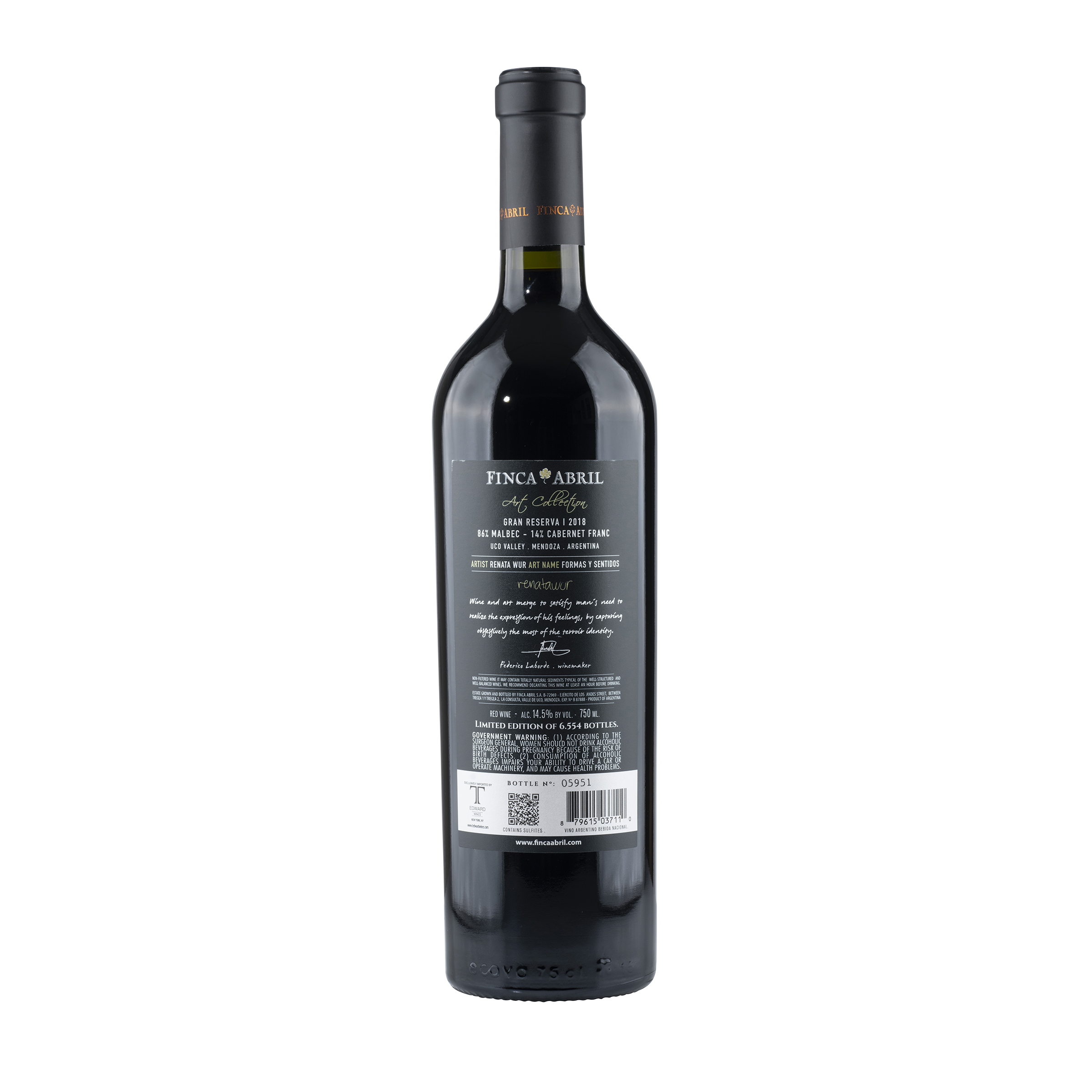 Art Collection , Gran Reserva 2018 Bottle Back