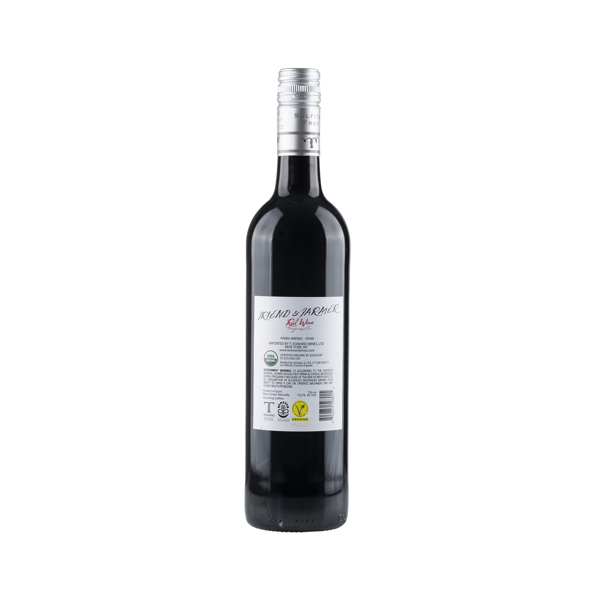 Friend & Farmer Red Wine 2022 Bottle Back