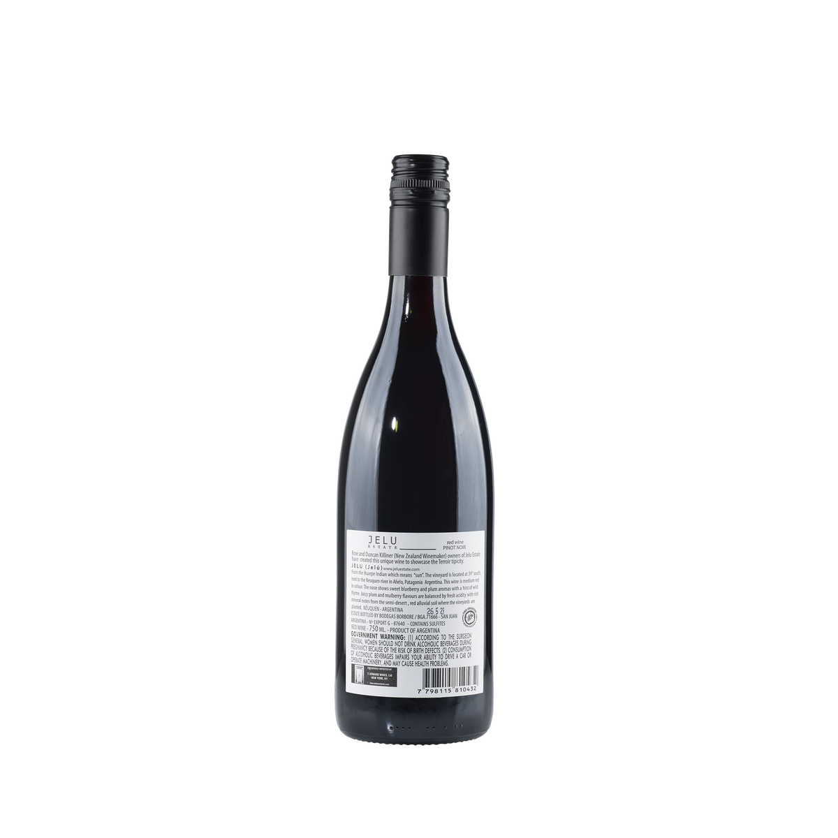 Neuquen Pinot Noir 2018 Bottle Back