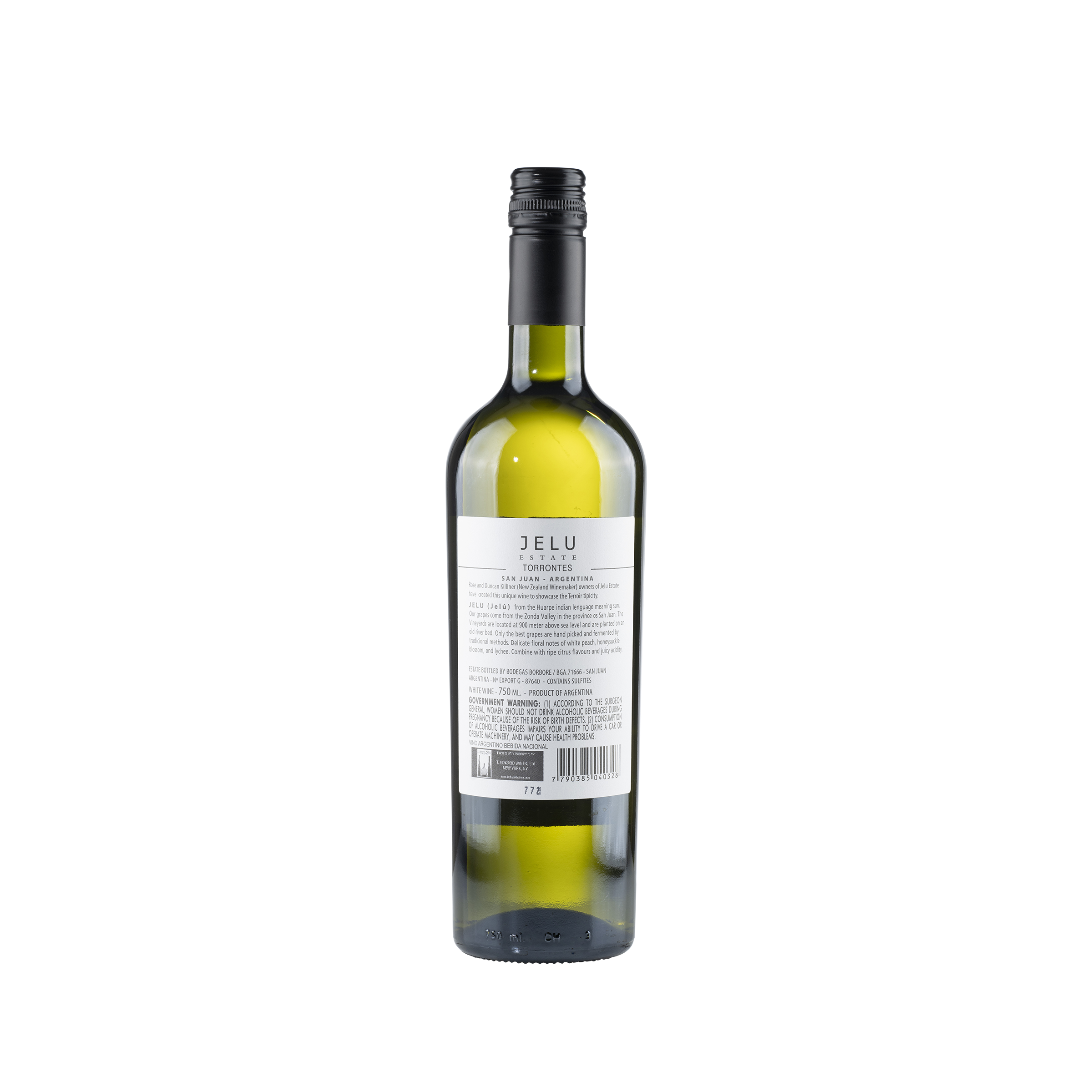 Zonda Valley Torrontes 2022 Bottle Back
