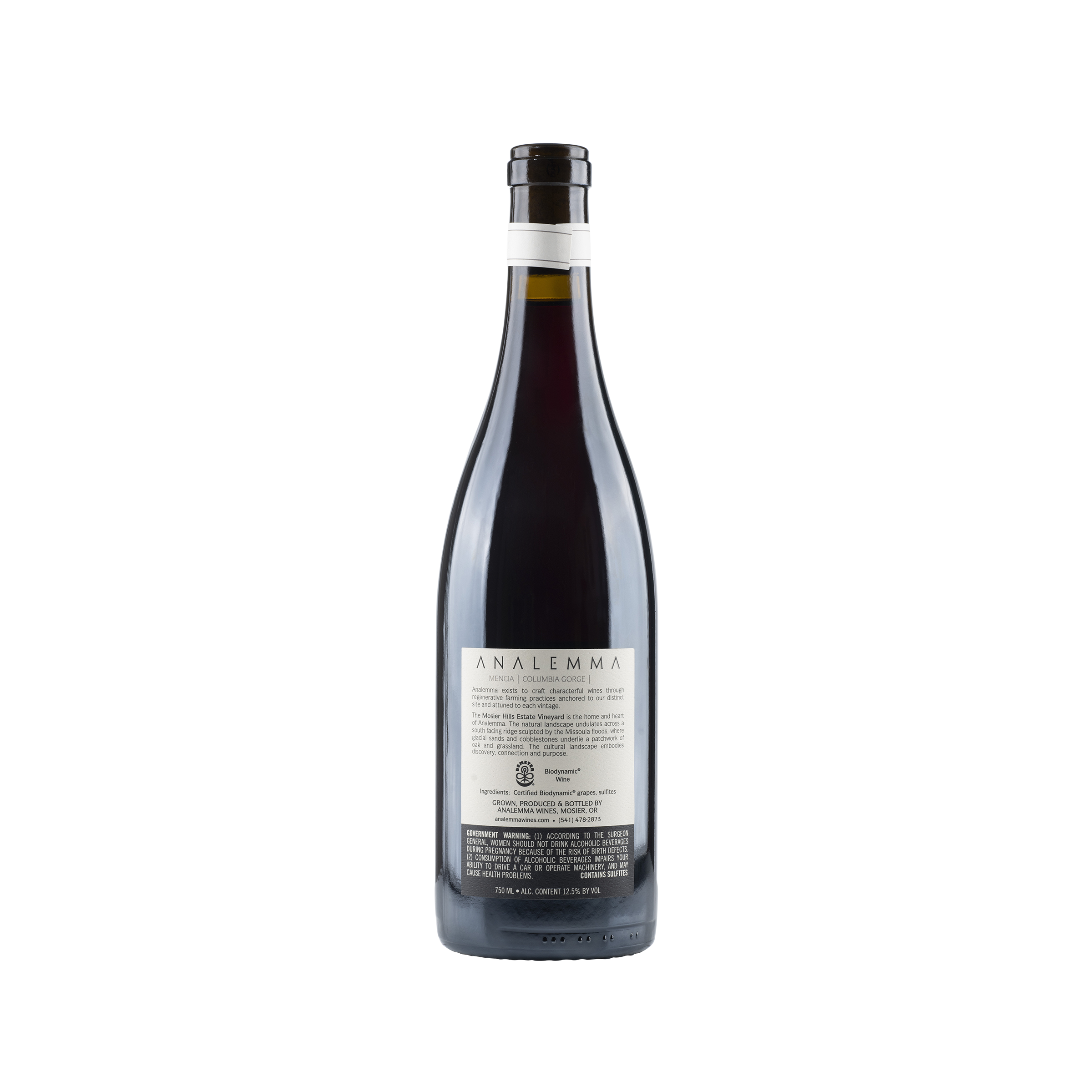 Mosier Hills Mencia Columbia Gorge 2019 Bottle Back
