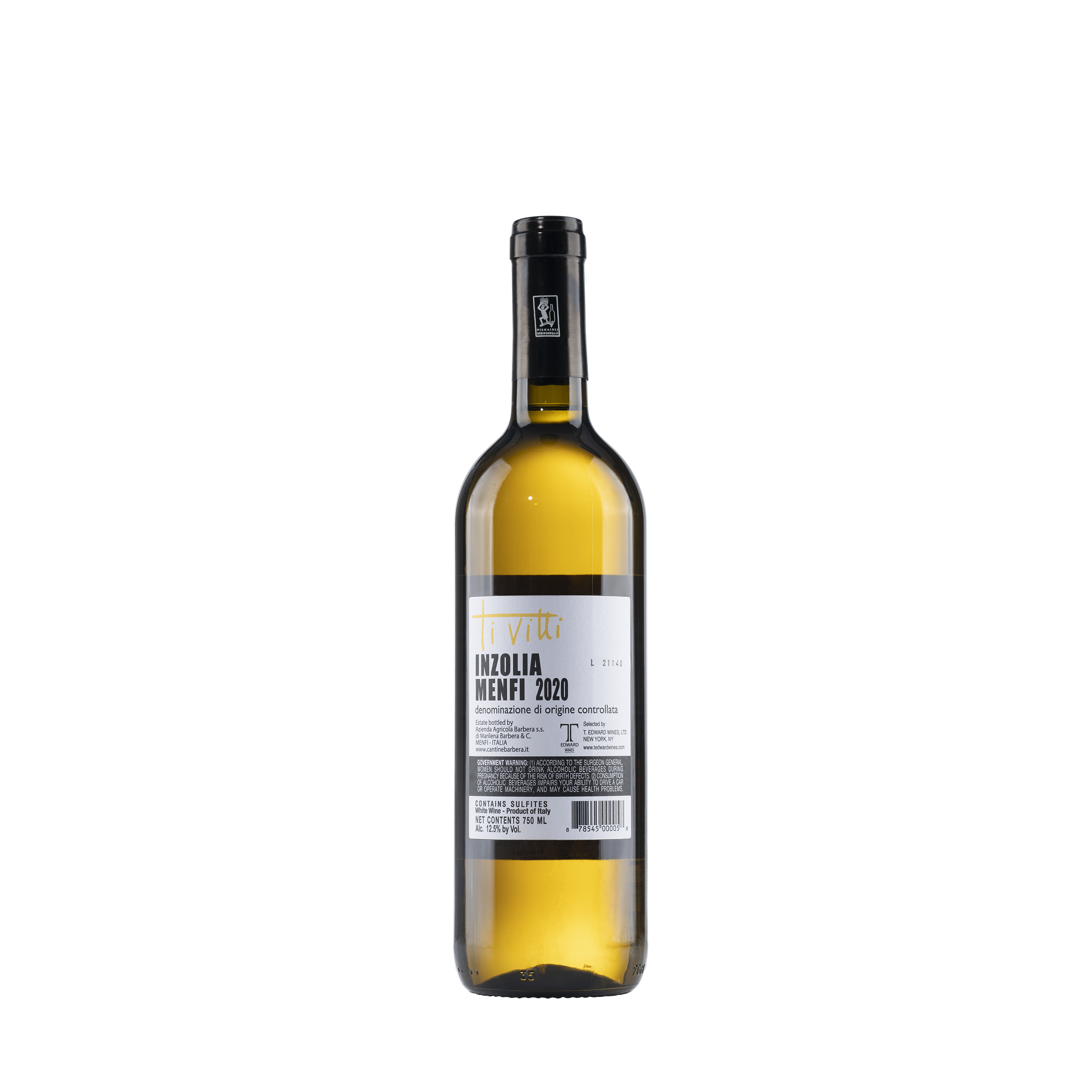 Inzolia DOC 'Tivitti' Menfi 2022 Product Shot