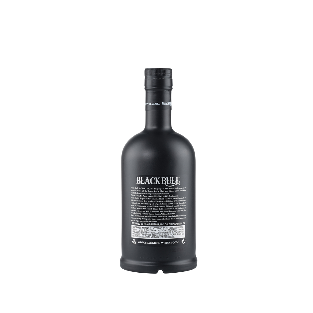 Black Bull 40 Year Old Blended Scotch Whisky NV Bottle Back